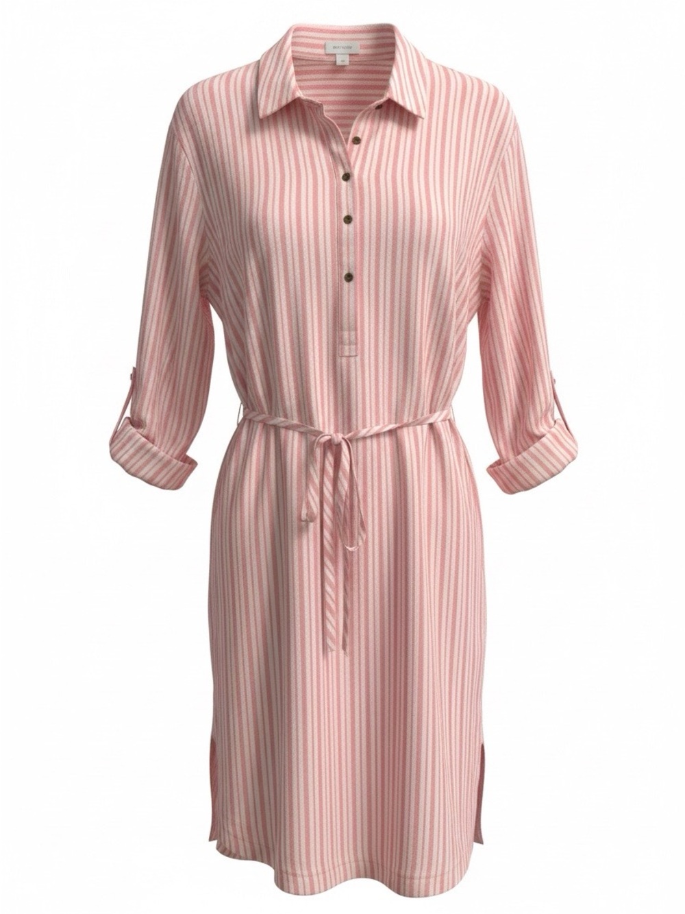 Striped Pink Shirt Dress with Tie Waist